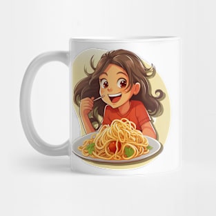 Cute Girl Eating Spaghetti Mug